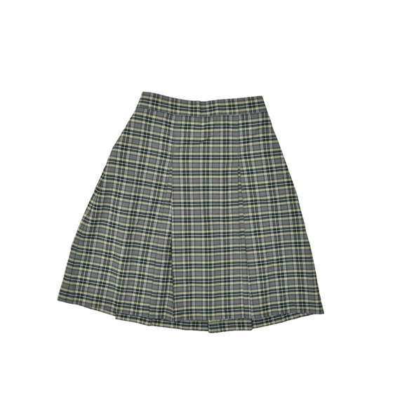 Flynn O'Hara Uniform Plaid Pleated Skirt Size 10X Green Gray Yellow Made in USA - Picture 1 of 8